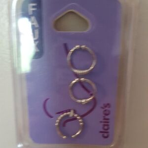 Faux Claire's Silver Tone Hoop Earrings Trio